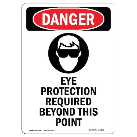 OSHA Danger Sign, Eye Protection Required, 5in X 3.5in Decal